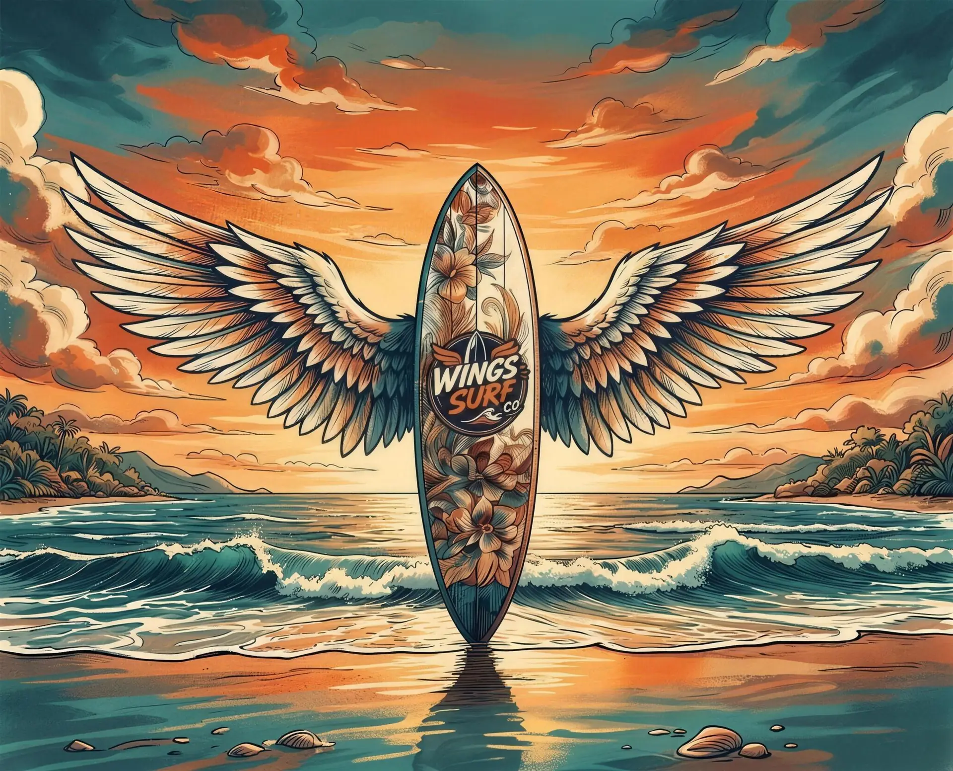 Tabla alada Wings Surf Co. en la playa